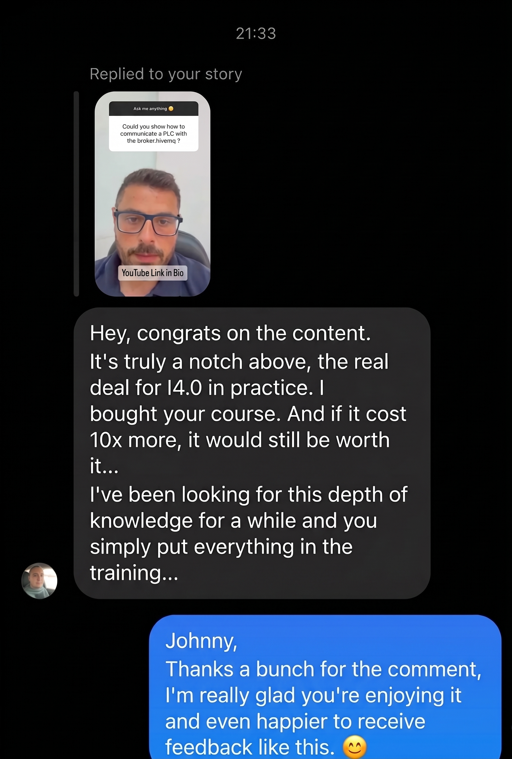 Student testimonial